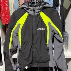 Spiral Womens Motorcycle Jacket - Black and neon Yellow